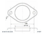 Exhaust Gasket - 31501 - 76mm Bore - 2 bolt fixing, 13mm x 104mm centres